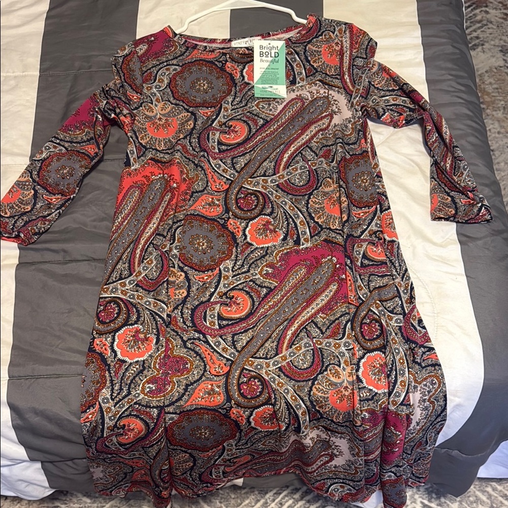 Colorful Paisley Long Sleeve Dress